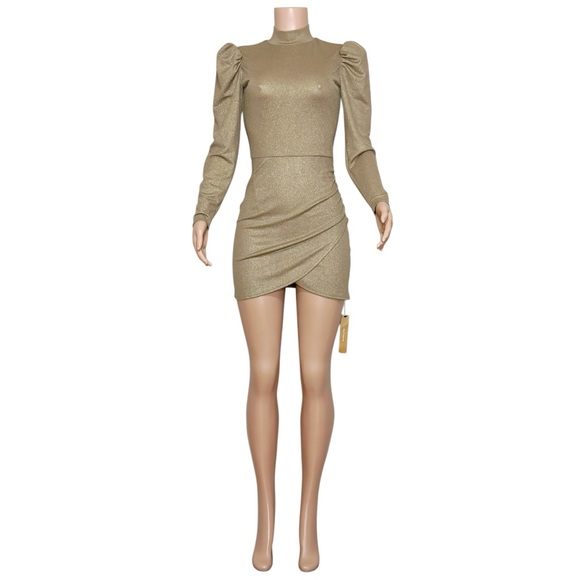 REFORMATION Lexi Dress, Gold Shimmer, XS - Picture 2 of 8